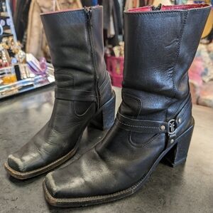 Awesome Moto Biker Frye Boots 7B Chucky heel